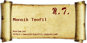 Mensik Teofil névjegykártya